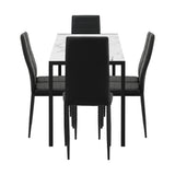 Oikiture 140cm Rectangle Dining Table with 6PCS Dining Chairs Marble White&Black