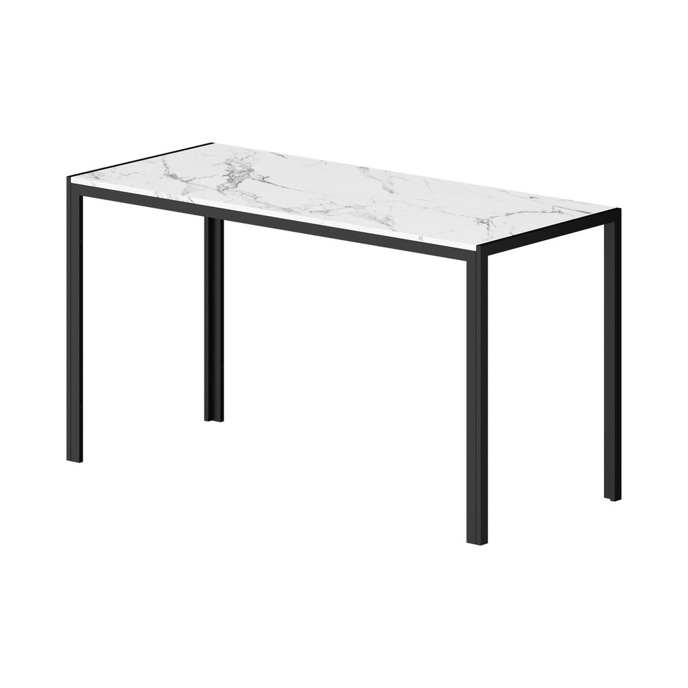 Oikiture 140cm Rectangle Dining Table with 6PCS Dining Chairs Marble White&Black