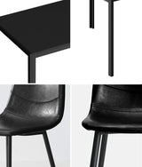 Oikiture 4-Seater Dining Set 1.2m Rectangular Table and Chairs - Close-Up Angle