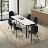 Oikiture 6-Seater Dining Set 1.4m Rectangular Table and Chairs - Low Angle