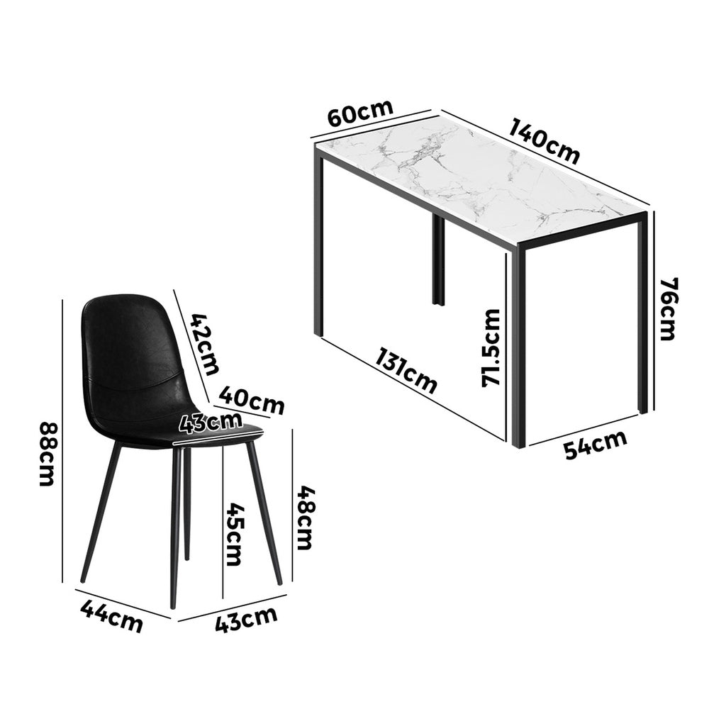 Oikiture 6-Seater Dining Set 1.4m Rectangular Table and Chairs