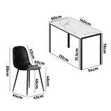 Oikiture 6-Seater Dining Set 1.4m Rectangular Table and Chairs - Side View