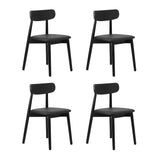 Oikiture 1.2m Dining Table with 4PCS Wooden Chairs Set PU Leather White & Black - 45-Degree Angle