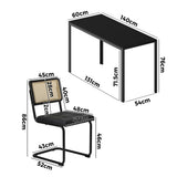 Oikiture 140cm Rectangle Dining Table with 6PCS Dining Chairs Leather Black