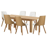 Oikiture 200cm Extendable Dining Table with 6PCS Dining Chairs PU Leather White