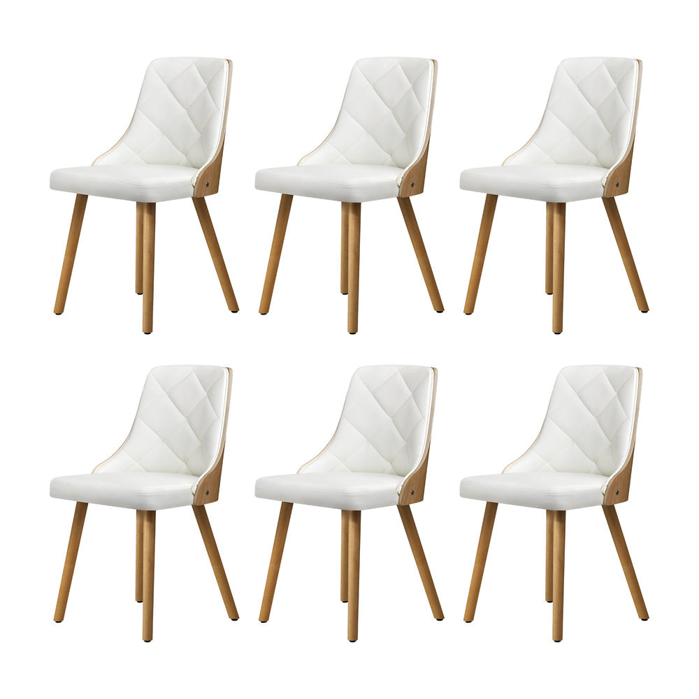 Oikiture 200cm Extendable Dining Table with 6PCS Dining Chairs PU Leather White