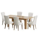 Oikiture 200cm Extendable Dining Table with 6PCS Dining Chairs Velvet Beige