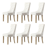 Oikiture 200cm Extendable Dining Table with 6PCS Dining Chairs Velvet Beige - 45-Degree Angle