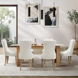 Oikiture 200cm Extendable Dining Table with 6PCS Dining Chairs Velvet Beige - Side View