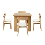 Oikiture 200cm Extendable Dining Table with 6x Dining Chairs PU Leather Natural