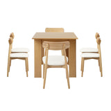 Oikiture 200cm Extendable Dining Table with 6x Dining Chairs PU Leather Natural - Close-Up Angle