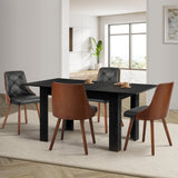 Oikiture 160cm Extendable Dining Table with 4PCS Chairs PU Leather - Close-Up Angle