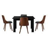 Oikiture 160cm Extendable Dining Table with 4PCS Chairs PU Leather - Top-Down View