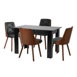 Oikiture 160cm Extendable Dining Table with 4PCS Chairs PU Leather - Side View