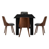 Oikiture 160cm Extendable Dining Table with 4PCS Chairs PU Leather - Front View