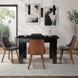 Oikiture 160cm Extendable Dining Table with 4PCS Chairs PU Leather