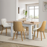 Oikiture Extendable Dining Table & 4pcs Chair with Leather Seat - Close-Up Angle