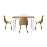 Oikiture Extendable Dining Table & 4pcs Chair with Leather Seat