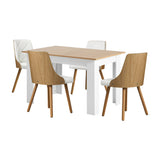Oikiture Extendable Dining Table & 4pcs Chair with Leather Seat - Front View