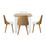 Oikiture Extendable Dining Table & 4pcs Chair with Leather Seat