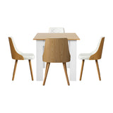 Oikiture Extendable Dining Table & 4pcs Chair with Leather Seat - Top-Down View