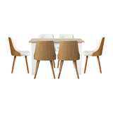 Oikiture Extendable Dining Table & 6pcs Chair with Leather Seat