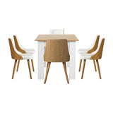 Oikiture Extendable Dining Table & 6pcs Chair with Leather Seat - Front View