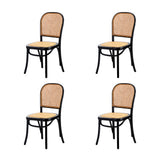 Oikiture 160cm Extendable Dining Table with 4PCS Dining Chairs Rattan Black - Front View