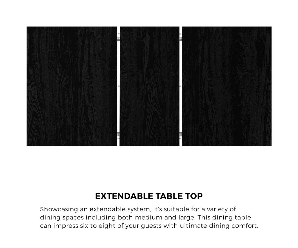 Oikiture 160cm Extendable Dining Table with 6PCS Dining Chairs Rattan Black
