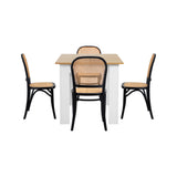 Oikiture 160cm Extendable Dining Table with 4PCS Chairs Rattan White - Close-Up Angle