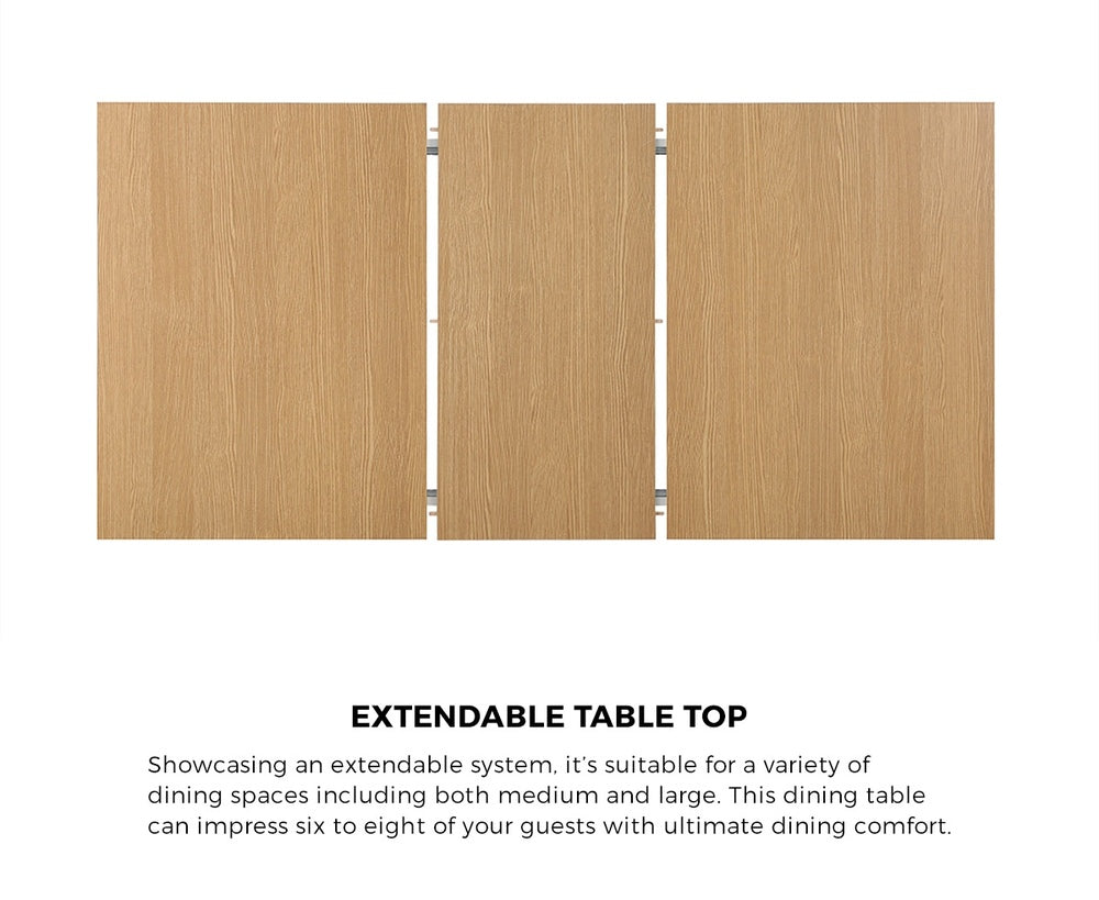Oikiture 160cm Extendable Dining Table with 4PCS Chairs Rattan Natural