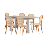 Oikiture 160cm Extendable Dining Table with 6PCS Chairs Rattan Natural - Extra Image