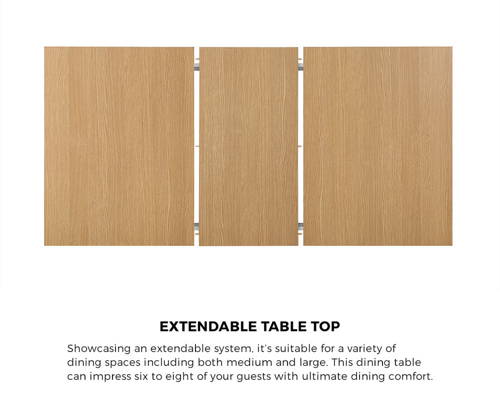 Oikiture 160cm Extendable Dining Table with 6PCS Chairs Rattan Natural