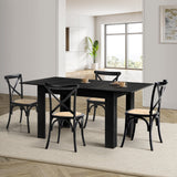 Oikiture 160cm Extendable Dining Table with 4PCS Dining Chairs Geometric Black - Low Angle