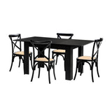 Oikiture 160cm Extendable Dining Table with 4PCS Dining Chairs Geometric Black - Front View