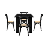 Oikiture 160cm Extendable Dining Table with 4PCS Dining Chairs Geometric Black
