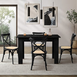 Oikiture 160cm Extendable Dining Table with 4PCS Dining Chairs Geometric Black - Side View