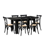 Oikiture 160cm Extendable Dining Table with 6PCS Dining Chairs Geometric Black