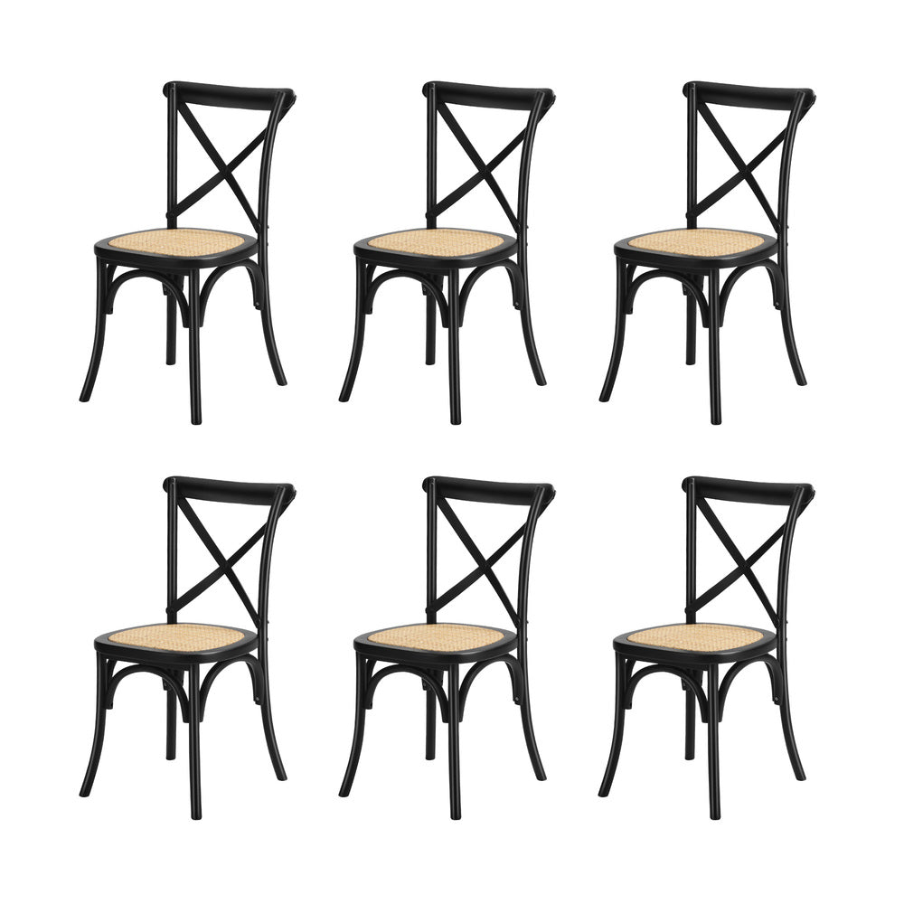 Oikiture 160cm Extendable Dining Table with 6PCS Dining Chairs Geometric Black