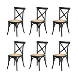 Oikiture 160cm Extendable Dining Table with 6PCS Dining Chairs Geometric Black - Top-Down View