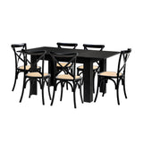 Oikiture 160cm Extendable Dining Table with 6PCS Dining Chairs Geometric Black - Low Angle