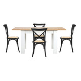 Oikiture 160cm Extendable Dining Table with 4PCS Chairs Crossback Black - Low Angle