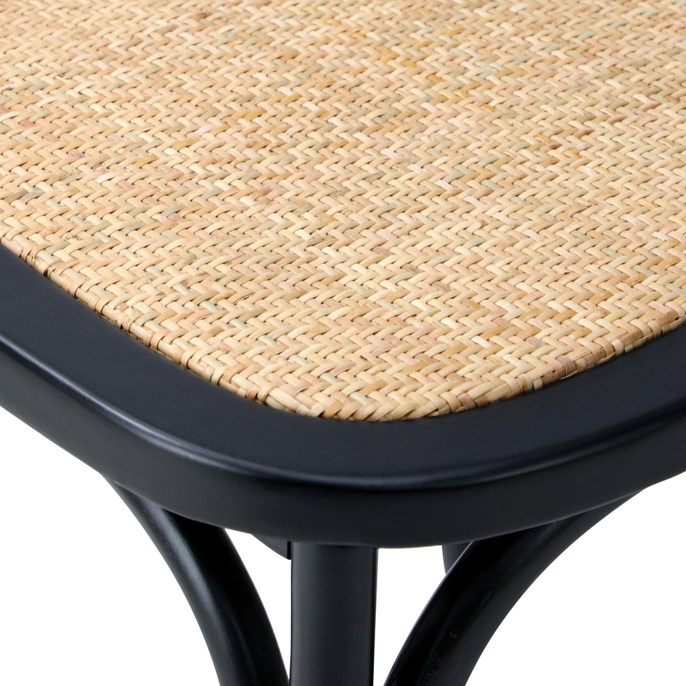 Oikiture 160cm Extendable Dining Table with 4PCS Chairs Crossback Black