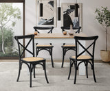 Oikiture 160cm Extendable Dining Table with 4PCS Chairs Crossback Black