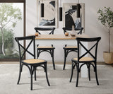 Oikiture 160cm Extendable Dining Table with 4PCS Chairs Crossback Black - 45-Degree Angle