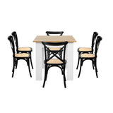 Oikiture 160cm Extendable Dining Table with 6PCS Chairs Crossback Black