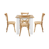 Oikiture 160cm Extendable Dining Table with 4PCS Chairs Crossback Wooden
