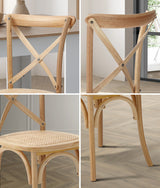 Oikiture 160cm Extendable Dining Table with 4PCS Chairs Crossback Wooden - 45-Degree Angle