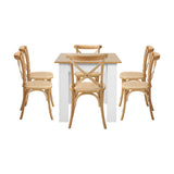 Oikiture 160cm Extendable Dining Table with 6PCS Chairs Crossback Wooden