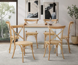 Oikiture 160cm Extendable Dining Table with 6PCS Chairs Crossback Wooden